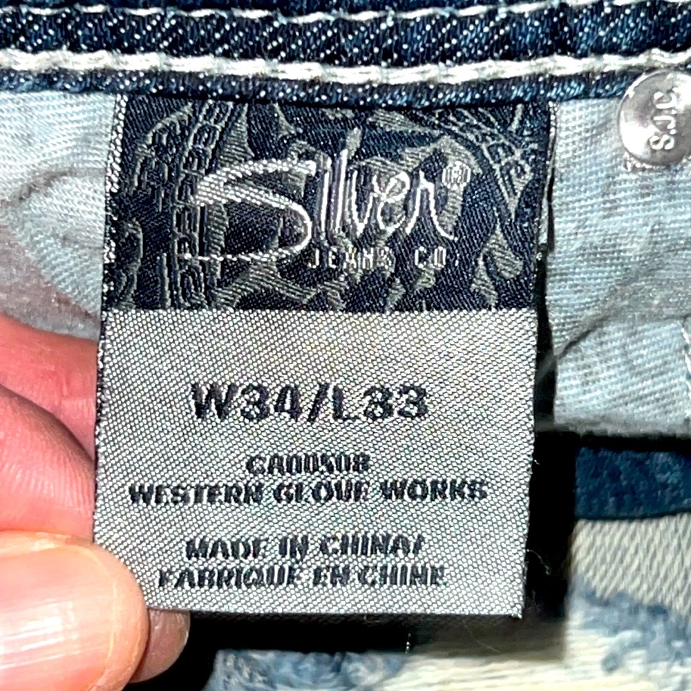 NWT SILVER JEANS👖 DISTRESSED RIPPED BOOTCUT TUESDAY JEANS Women’s 14 W34 L33 - Picture 14 of 15